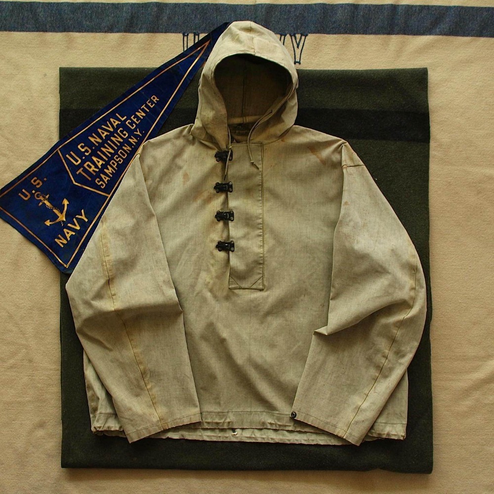 Rare 1940&#039;s WWII USN Wet Weather Hooded Parka (105-110size)