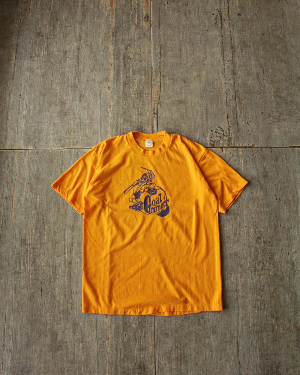 1970&#039;s SportsWear Goal Miner Soccer Team T-Shirt (loose 100size)