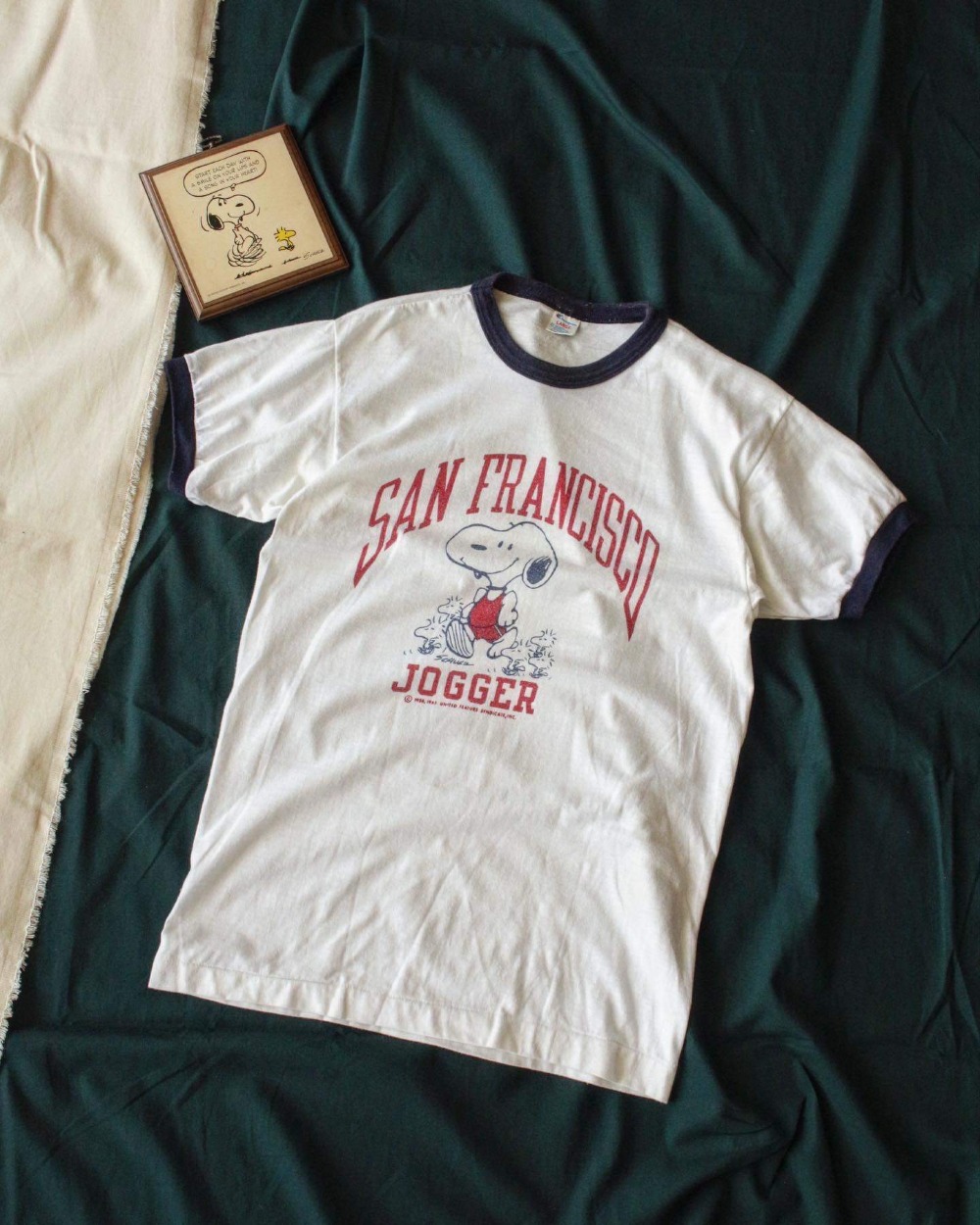Rare 1980&#039;s Champion San Francisco Snoopy Ringer T-Shirt (Mens 95 / Womens 44-55size)