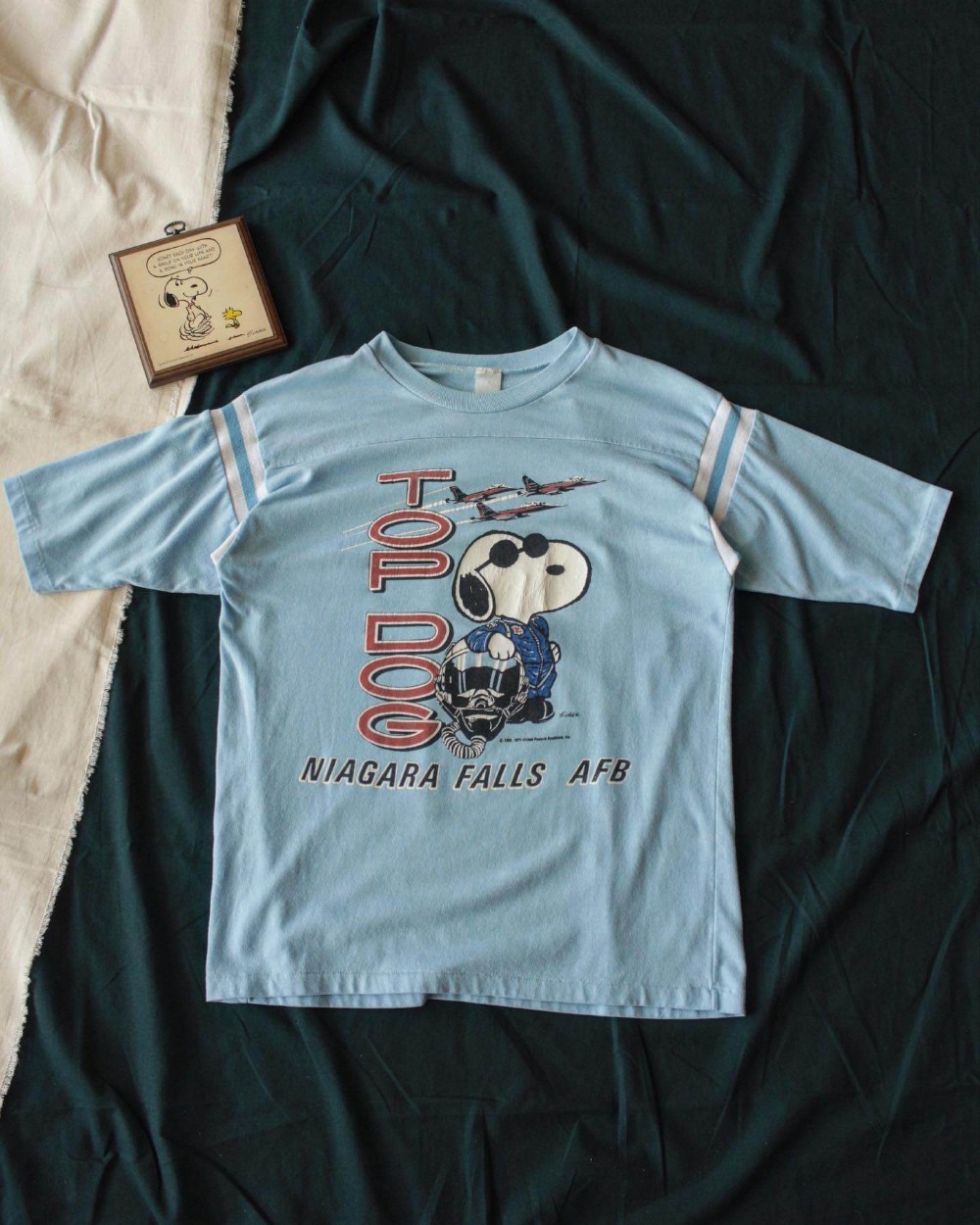 Rare 1980&#039;s Artex USAF Top Dog Snoopy Football T-Shirt (100size)