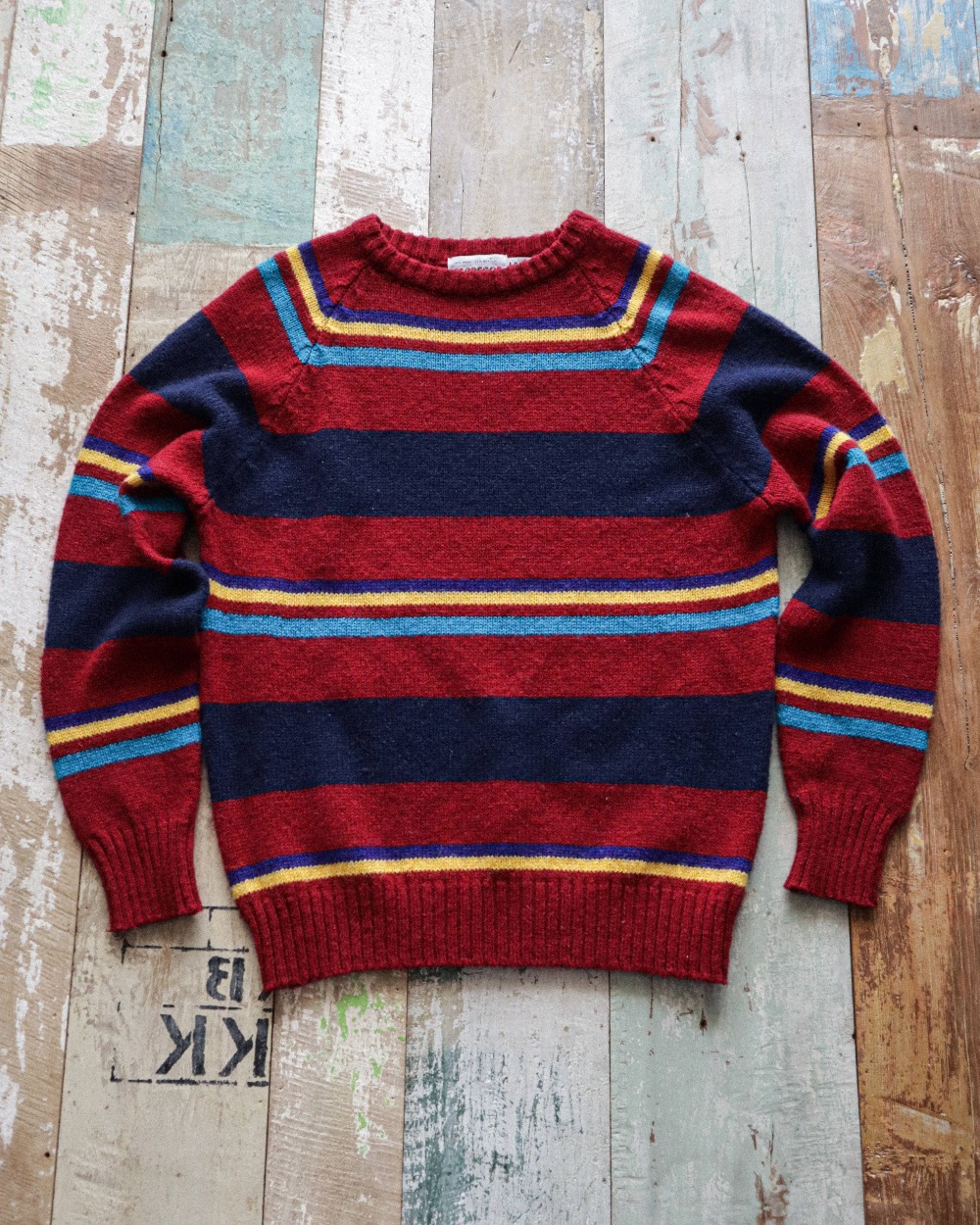 Mint 1980&#039;s Mcgregor Mix Color Striped Wool Sweater (loose 100size)