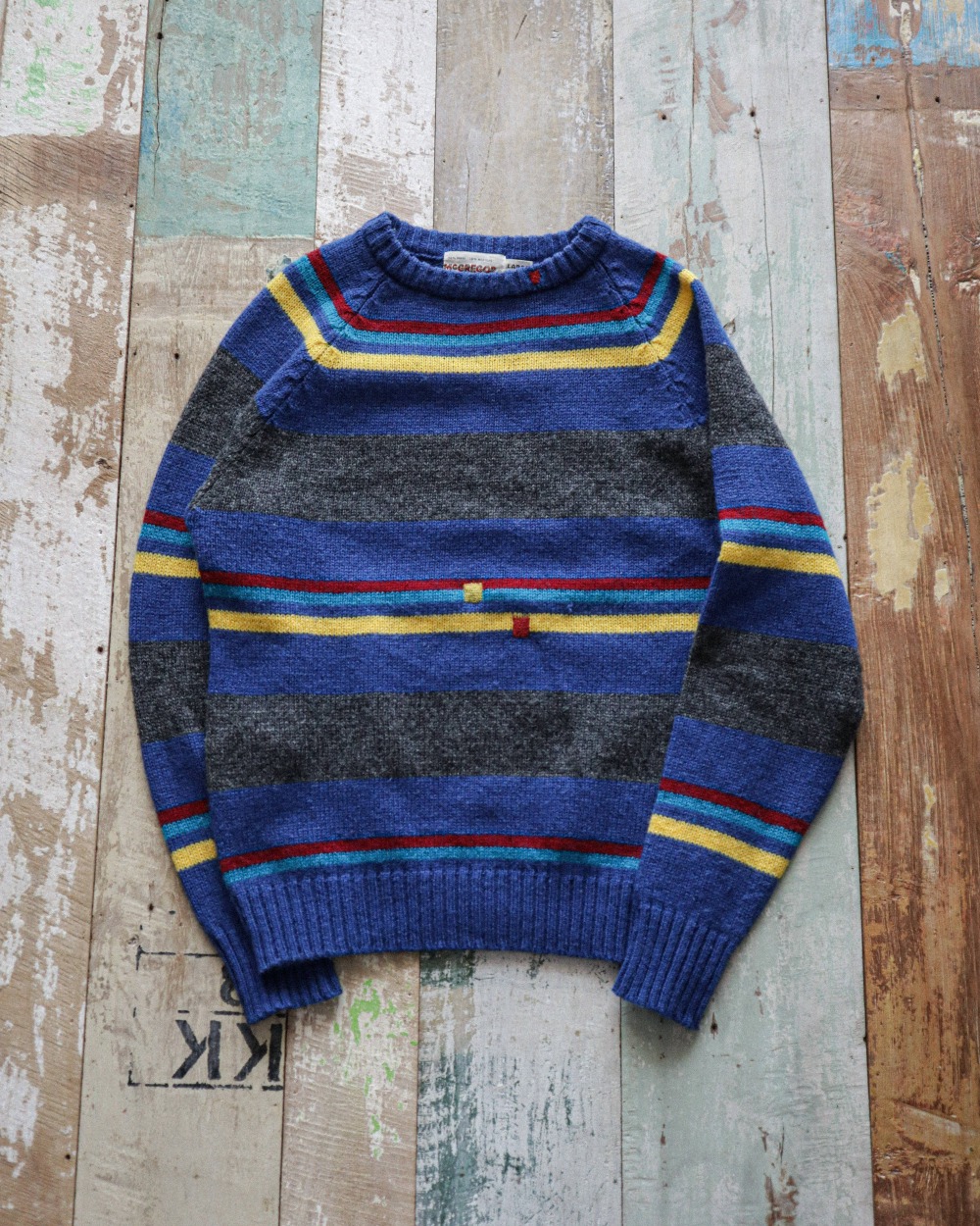 Mint 1980&#039;s Mcgregor Mix Color Striped Wool Sweater (loose 100size)