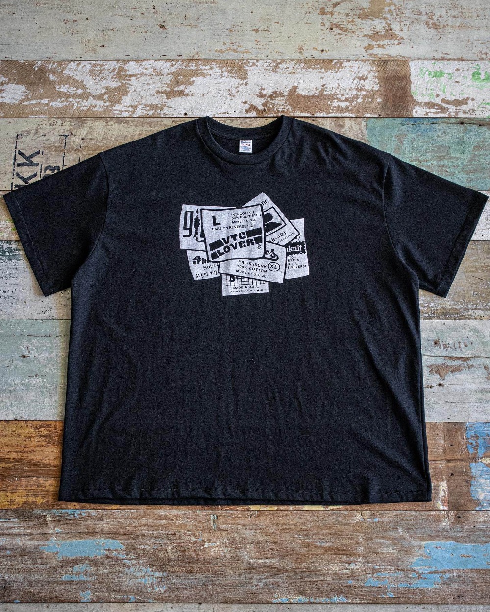 DOUBLEARMS “VTG LOVER” Single-Stitch T-Shirt (Black) (L/XL)