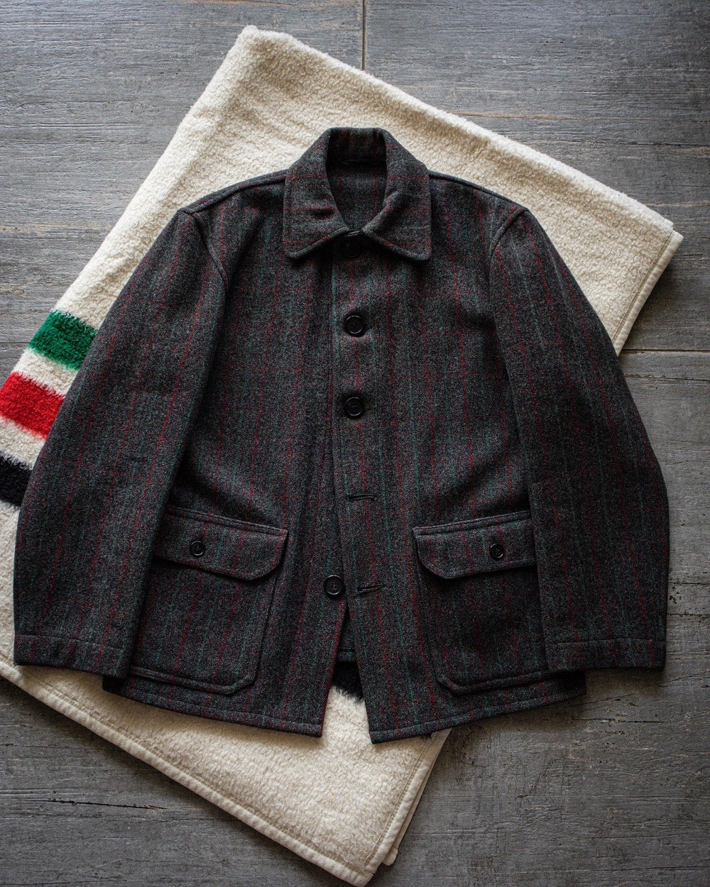 Deadstock 1920&#039;s Wool Plaid A MALONE COAT (loose 100size)